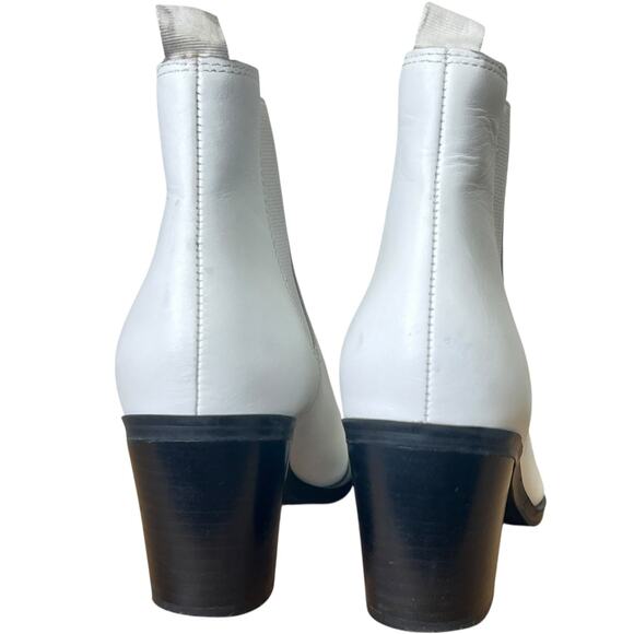 Nine West Wyliis White Leather Chelsea Ankle Boots Boots Size 6M Pointed Toe - Picture 6 of 10